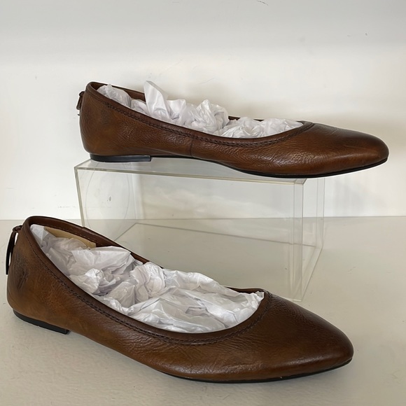 Frye Leather Ballet Flats Women’s Size 8 Medium Regina Cognac Brown Pointed Toe - Picture 1 of 11